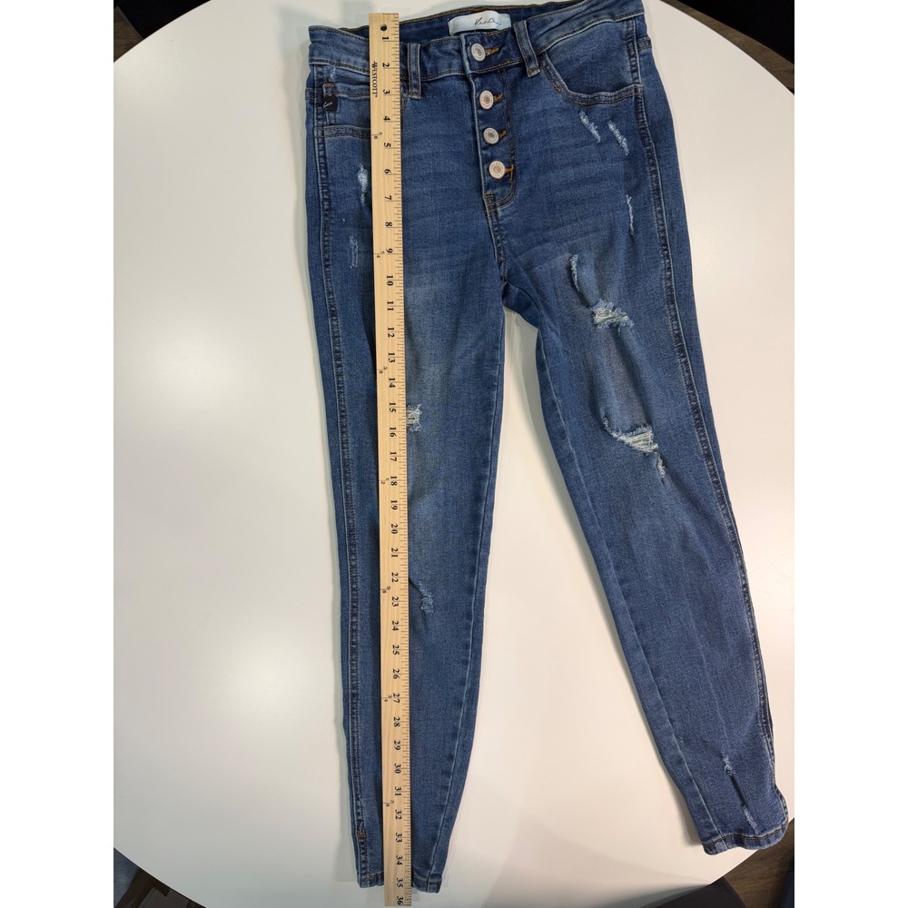 KanCan High Rise Distressed Skinny Jeans Blue Button Fly KC5109M Size 3/25 - Picture 5 of 9